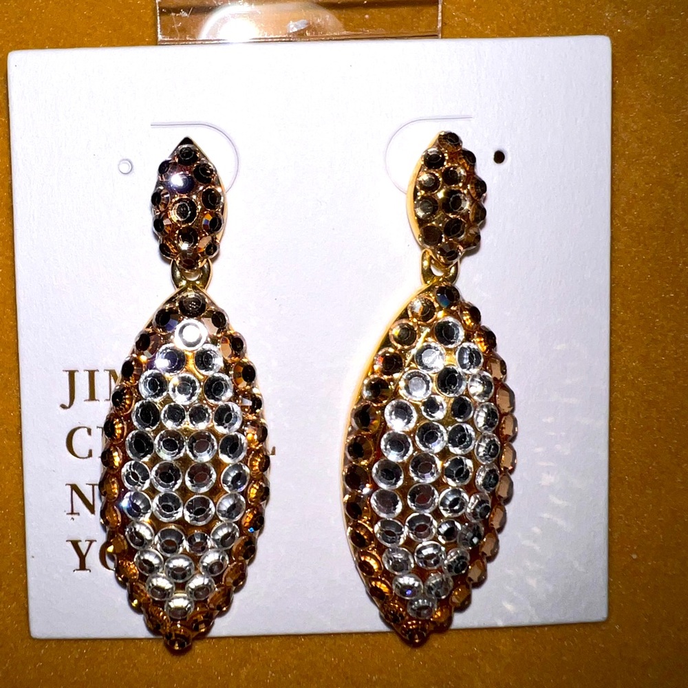 Gold& clear Swarovski large Jimmy Crystal earrings